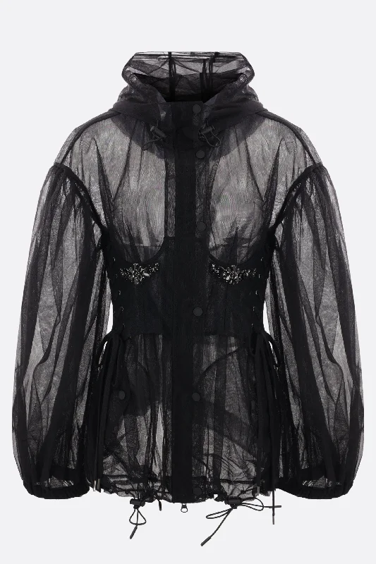 Playful Style see-through tulle corset parka