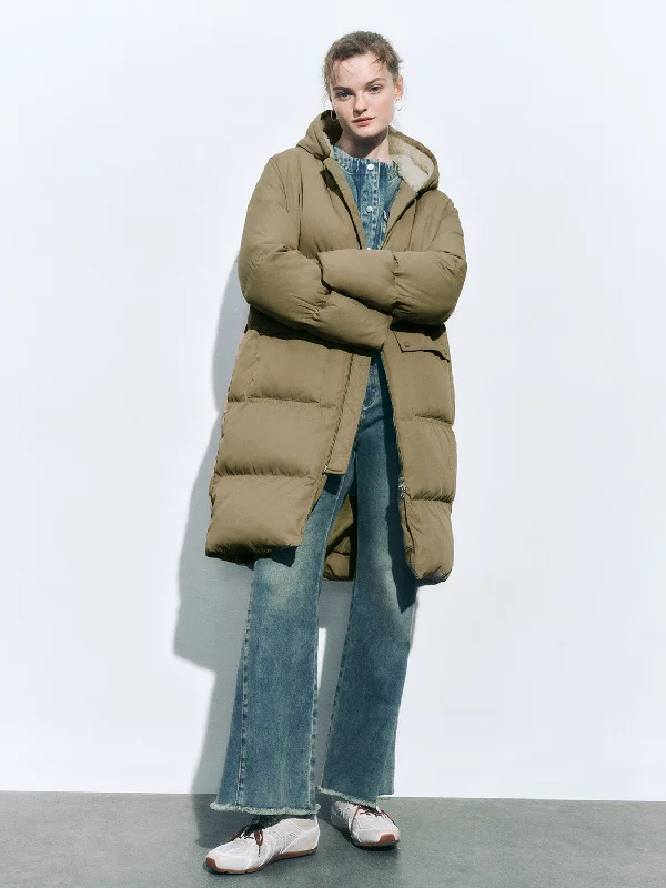 Easy Style Wide Lapel Padded Maxi Coats