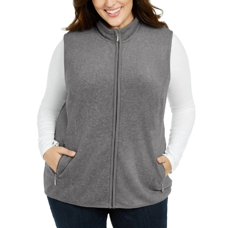 Energy Plan Karen Scott Women's Sport Zip Up Zeroproof Fleece Vest Charcoal Size S - Small