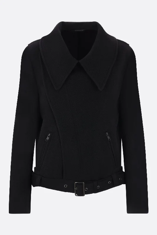 Street Fashion wool flannel biker jacket