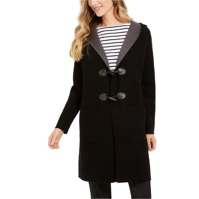 Soft Textures Charter Club Women's Hooded Coatigan Black Size XX Large - XX-Large
