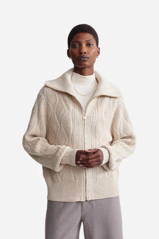 Elegant Design Varley Lando Full Zip Knit in Birch
