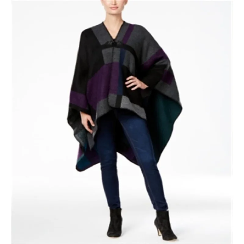 Fashionable and casual Steve Madden Women's Mondrian Colorblock Poncho Black Size Regular