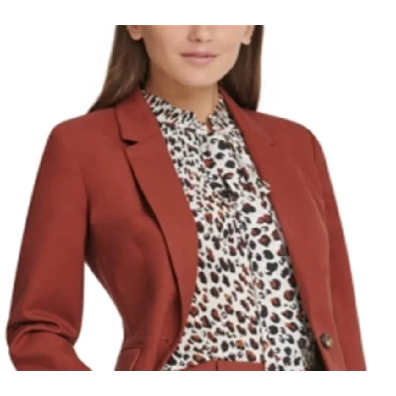 Urban Chic Dkny Women's Copper One Button Notched Lapel Jacket Brown Size 4