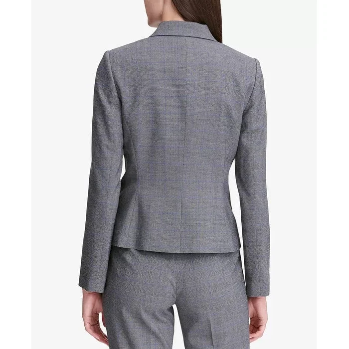Sports Fashion Calvin Klein Women's Glen Plaid Two-Button Jacket Silver Size 14