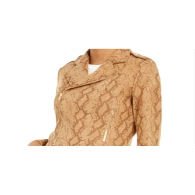 Classic Lucy Paris Women's Faux Suede Snake Print Jacket Brown Snake Size Large