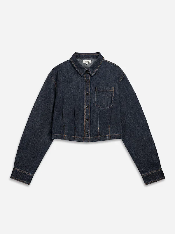 Elegant Design Rinse Wash Cropped Shirt