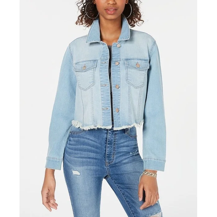 Sports Jumpsuit Tinseltown Junior's Cropped Raw Edged Denim Jacket Blue Size L