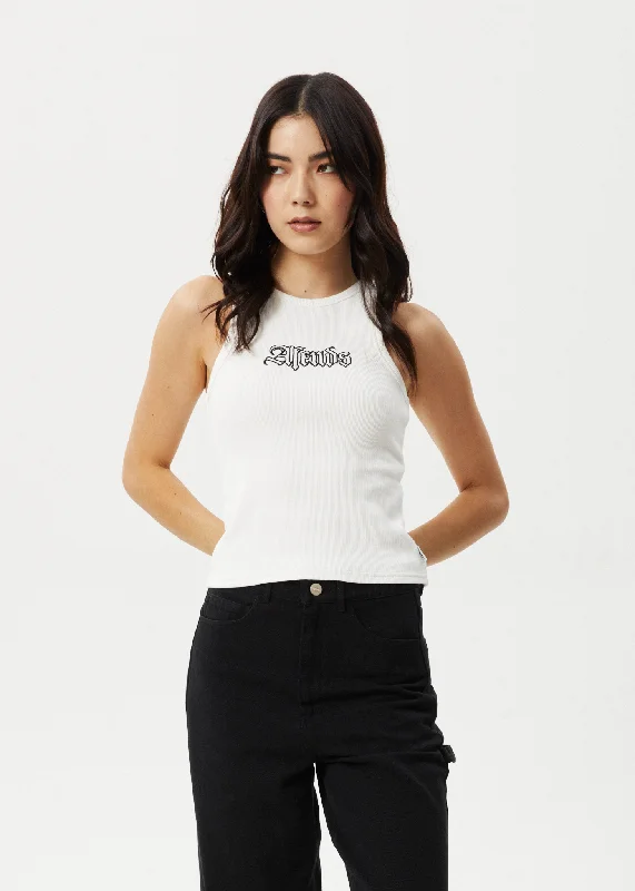 Trends AFENDS Womens Burning - Rib Singlet - White