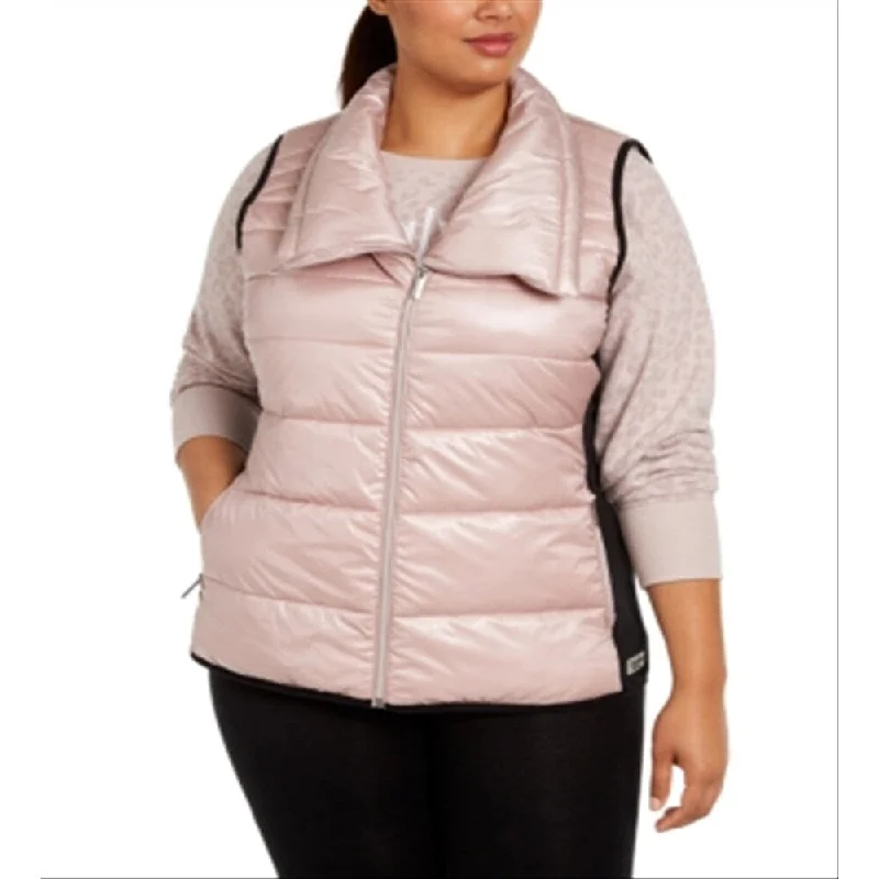 Casual Comfort Calvin Klein Women's Performance Plus Printed Puffer Vest Pink Size 1X