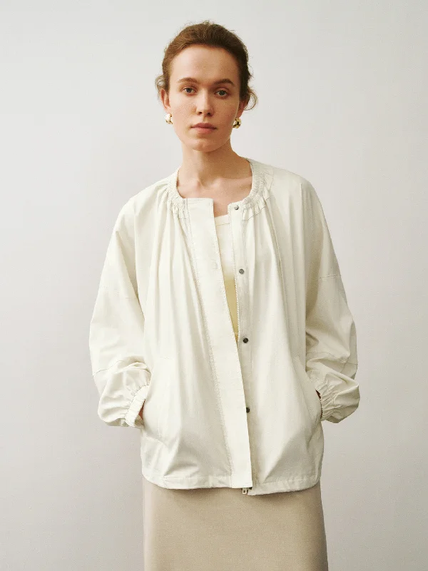 Feminine Charm Crew Neck Oversized Jacket