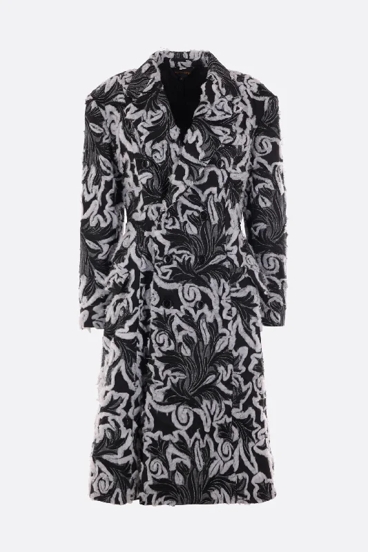 Free and comfortable double-breasted embroidered cotton coat