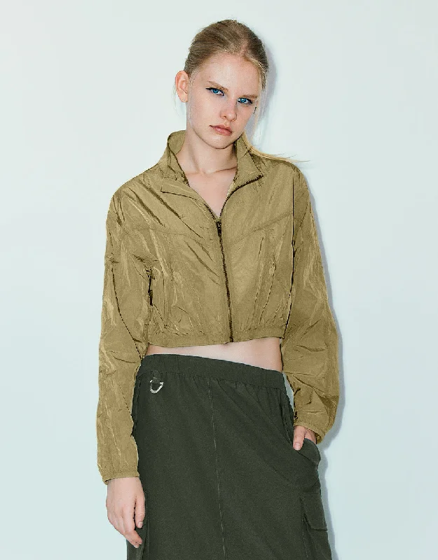 Sports Cool Zipper Front Stand Collar Straight Jacket