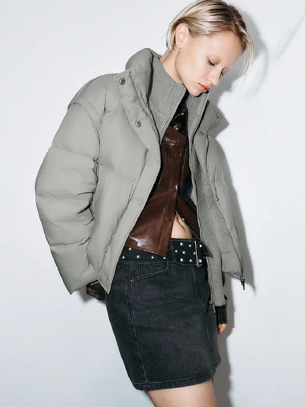 Sports And Leisure Loose Zip Front Puffer Jackets