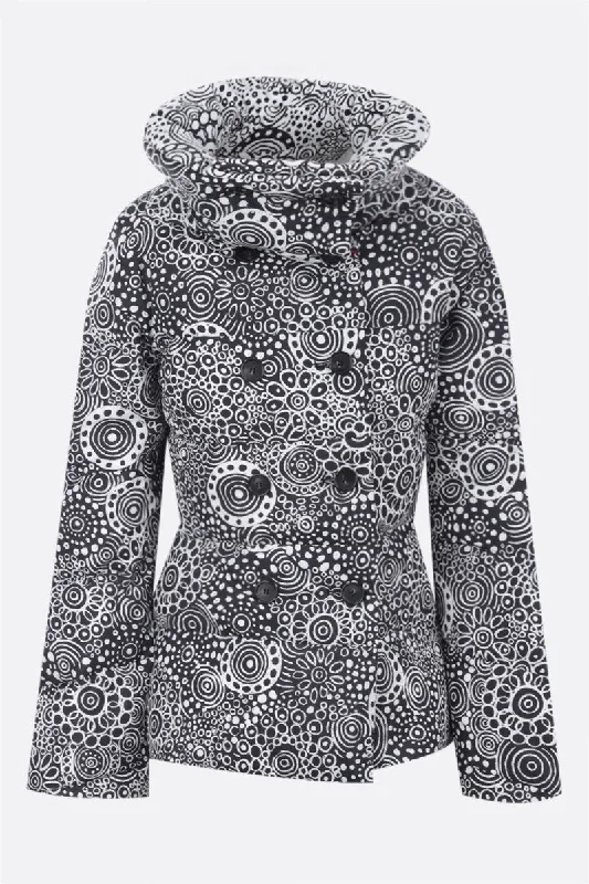 Comfortable and simple graphic print nylon double-breasted down jacket