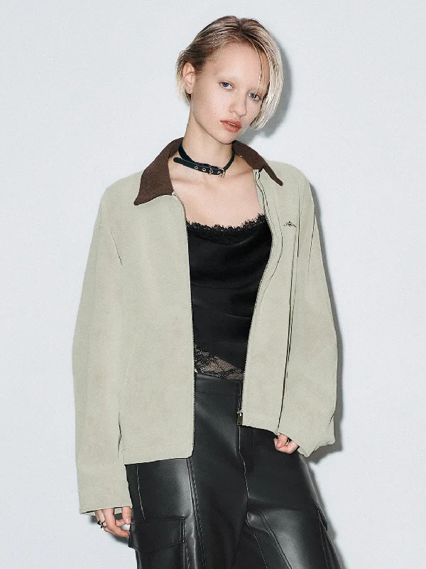 Fashion Must-have Shirt Collar Zip Up Front Jackets
