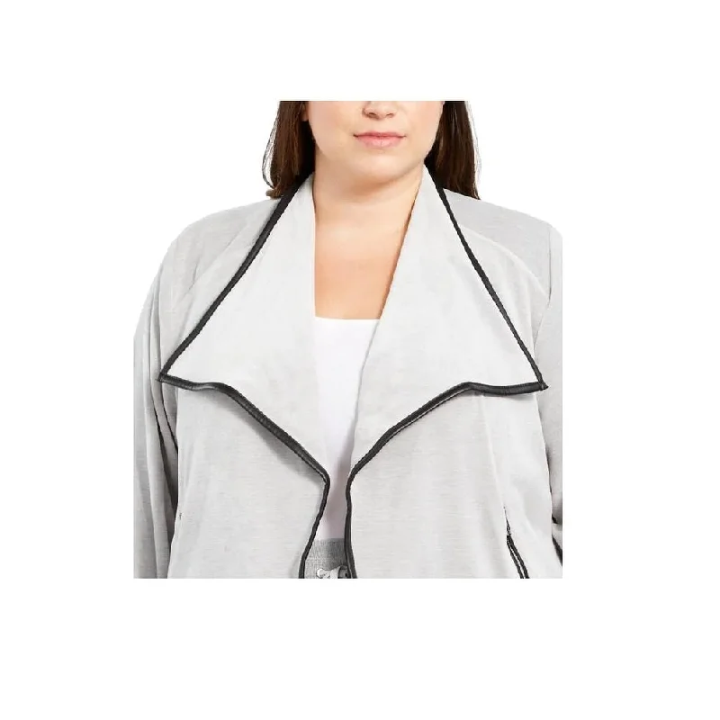 Youthful Calvin Klein Women's Velvet Flyaway Jacket Gray Size 2X