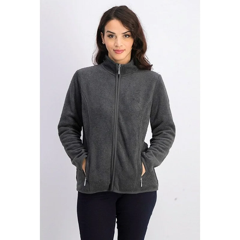 Warm Comfort Karen Scott Women's Zeroproof Fleece Jacket Charcoal Size Petite Medium - Petite Medium