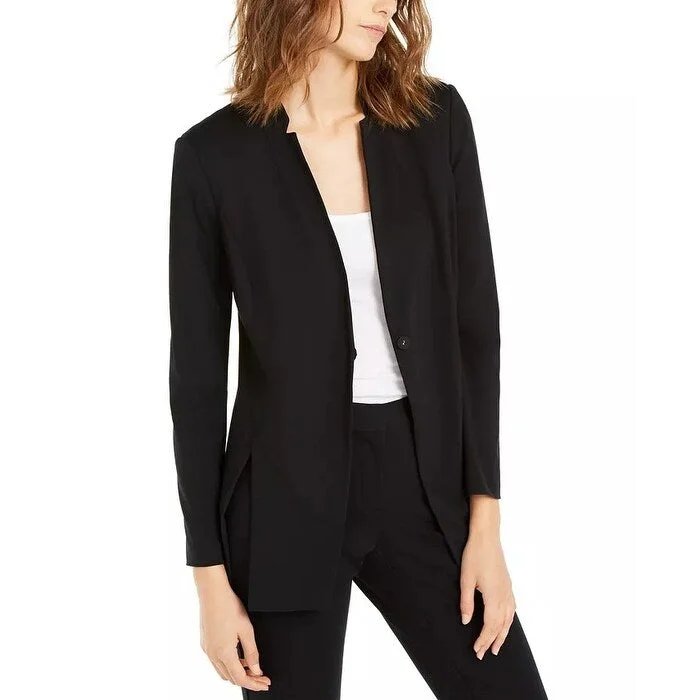 Relaxed Fit Alfani Women's One Button Slit Blazer Jacket Black Size Medium