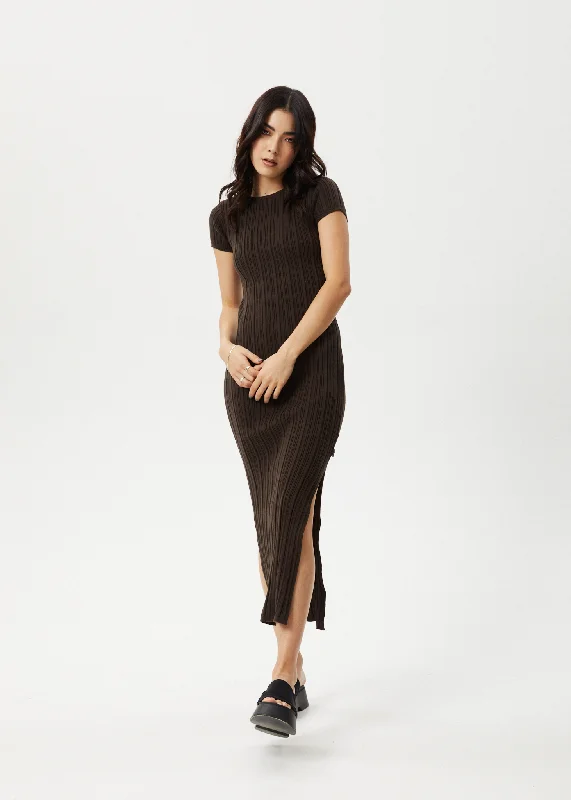 Comfortable Looks AFENDS Womens Landed - Knit Maxi Dress - Coffee