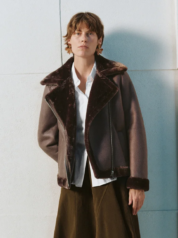Sports Functional Style Leather Shearling Jackets