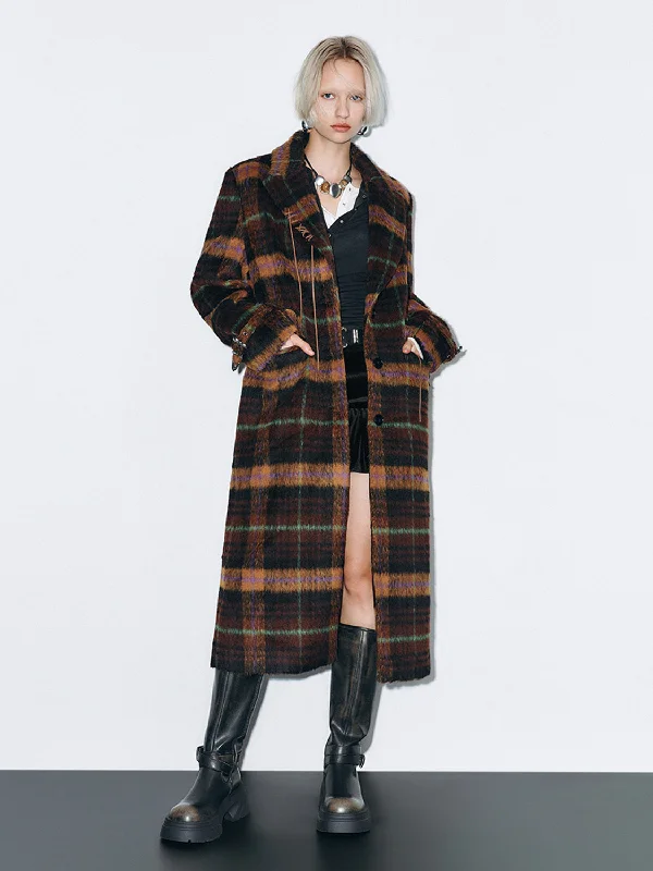 Classic Retro Maxi Plaid Loose Coats