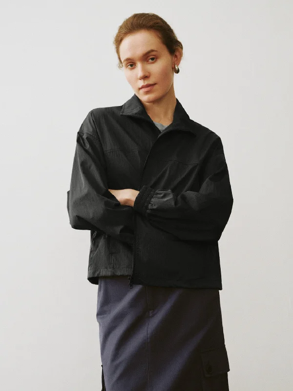 Minimalism Zipper Front Loose Jacket