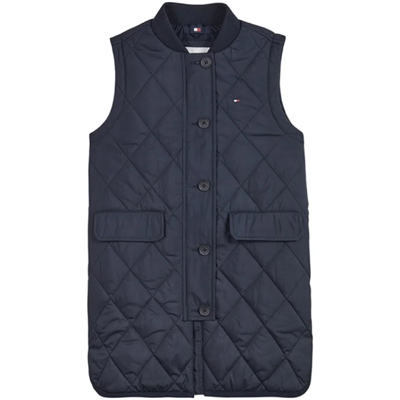 Sports Style Tommy Hilfiger Quilted Long Vest Desert Sky