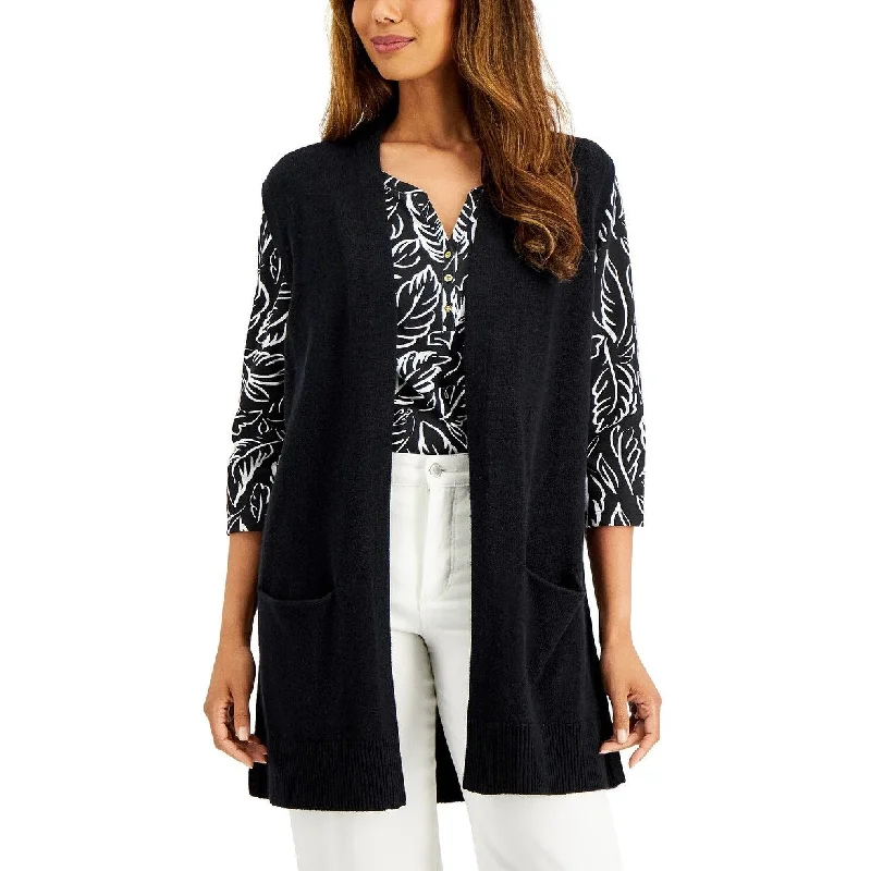 British Style Karen Scott Women's Duster Vest Black Size X-Small