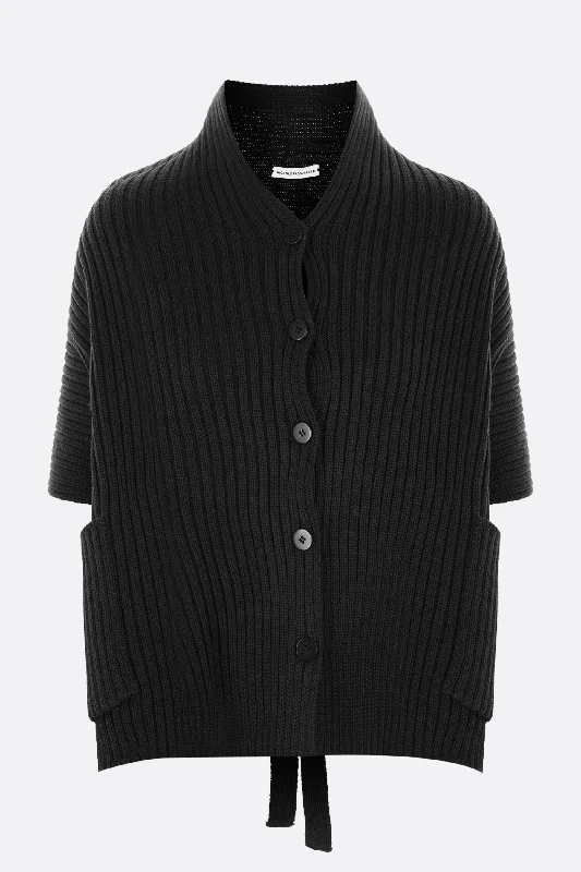 Classic Series Halterneck ribbed wool cape