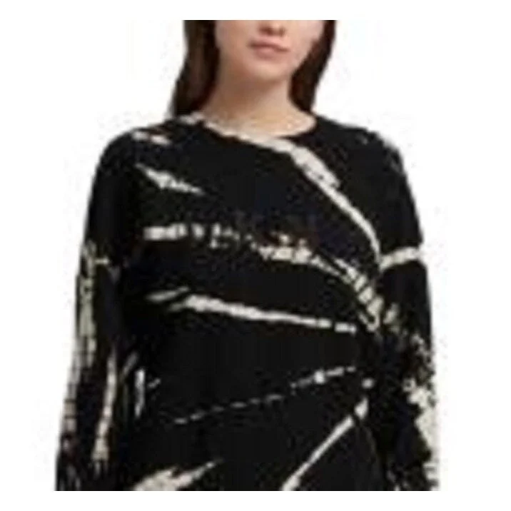 Round neck design Dkny Women's Tie Dye Crewneck Pullover Black Size X-Large