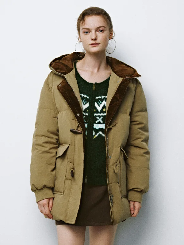 Boutique style Midi Toggle Button Padded Down Outerwear
