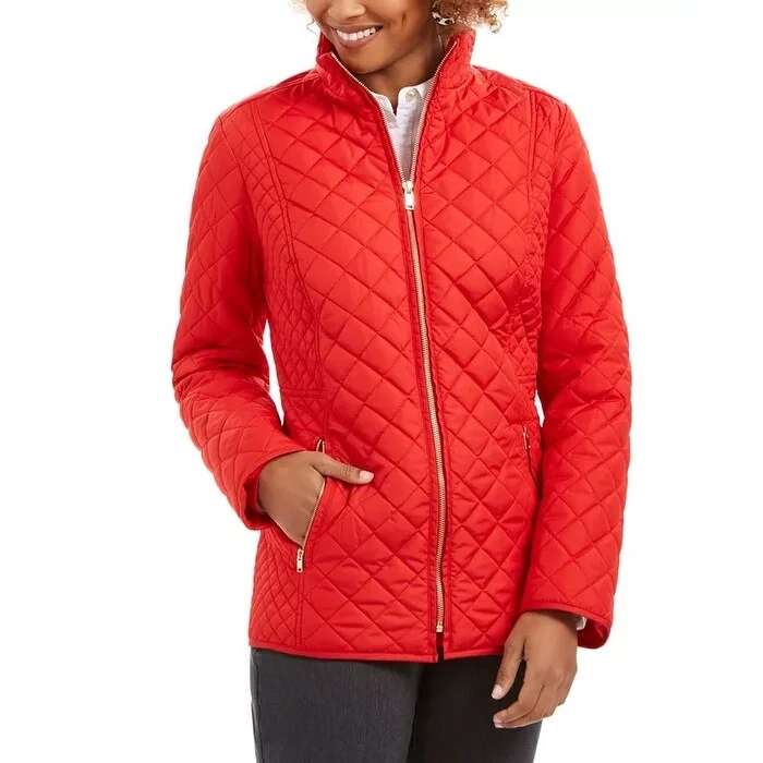 Minimal Classic Charter Club Women's Quilted Jacket Red Size Medium
