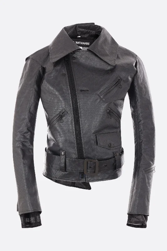 Elegant And Lazy rigid technical fabric biker jacket