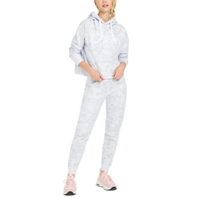 Fashionable In The Times Calvin Klein Women's Performance Cobra-Print Fleece Hoodie Blue Size Small