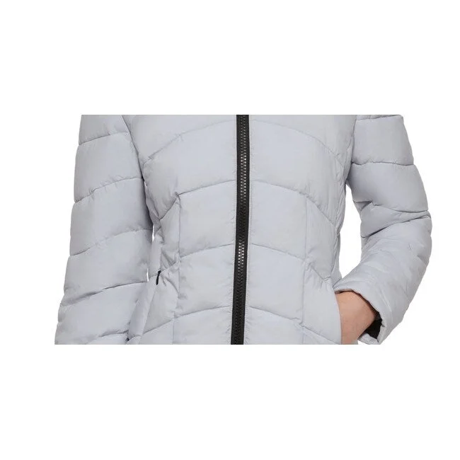 Wearable At Home Or Out Calvin Klein Women's Hooded Stretch Packable Puffer Coat Gray Size Large