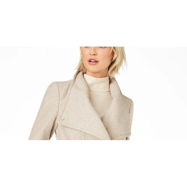 Street Show-off Style Calvin Klein Women's Asymmetrical Belted Wrap Coat Gray Size X-Small