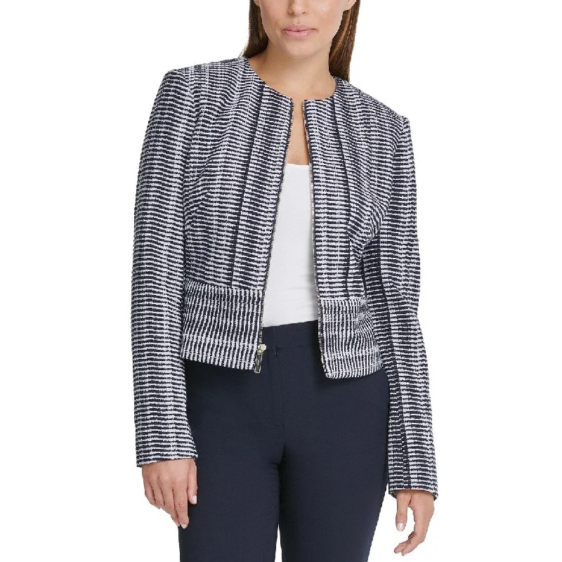High Street Style DKNY Women's Printed Zippered Jacket Aqua Size 10 - 29