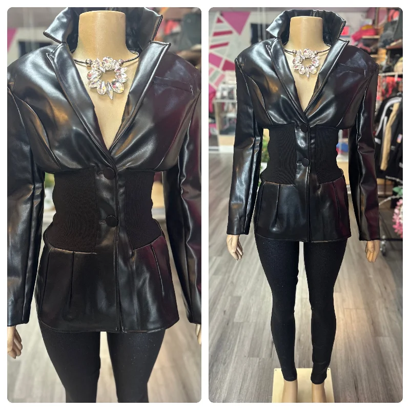 Celebrity Must-have The Waist Snatcher Faux Leather Jacket