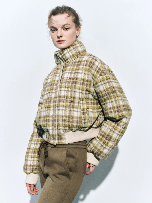 Comfort Fit Plaid Padded Puffer Jackets
