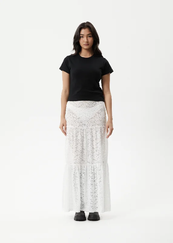 Simple Comfort AFENDS Womens Poet - Lace Maxi Skirt - White