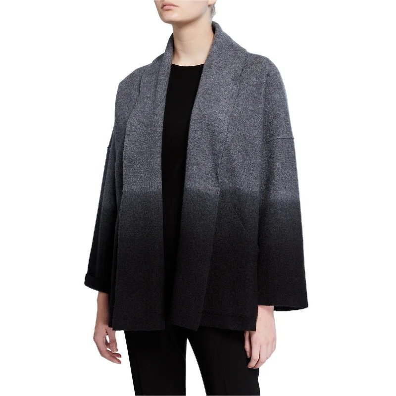 Double-sided Wear Eileen Fisher Women's Wool Shawl Collar Jacket Gray Size S