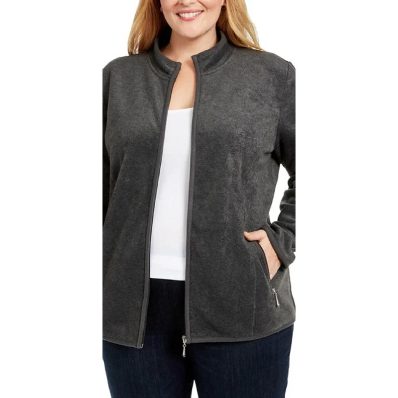Elegant Comfort Karen Scott Women's Plus Size Zip-Front Jacket Black Size 2X