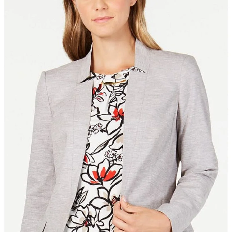 Street Style Calvin Klein Women's Linen Blend Jacket Gray Size 2