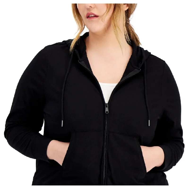 Easy Chic Id Ideology Women's Full Zip Hooded Jacket Black Size 3X