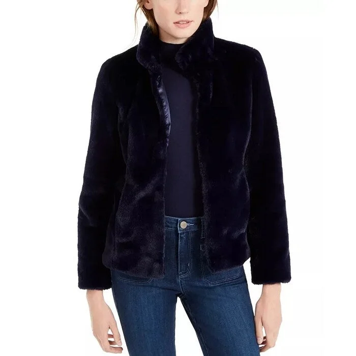 Modern Comfort Maison Jules Women's Faux-Fur Jacket Navy Size Small