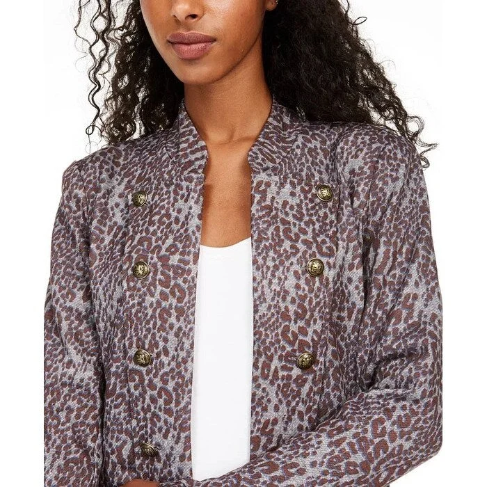 Elegant Wear Tommy Hilfiger Women's Printed Button-Trim Jacket Beige Size Medium