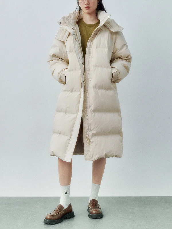 Elegant Tailoring Maxi Padded Quilted Down Outerwear