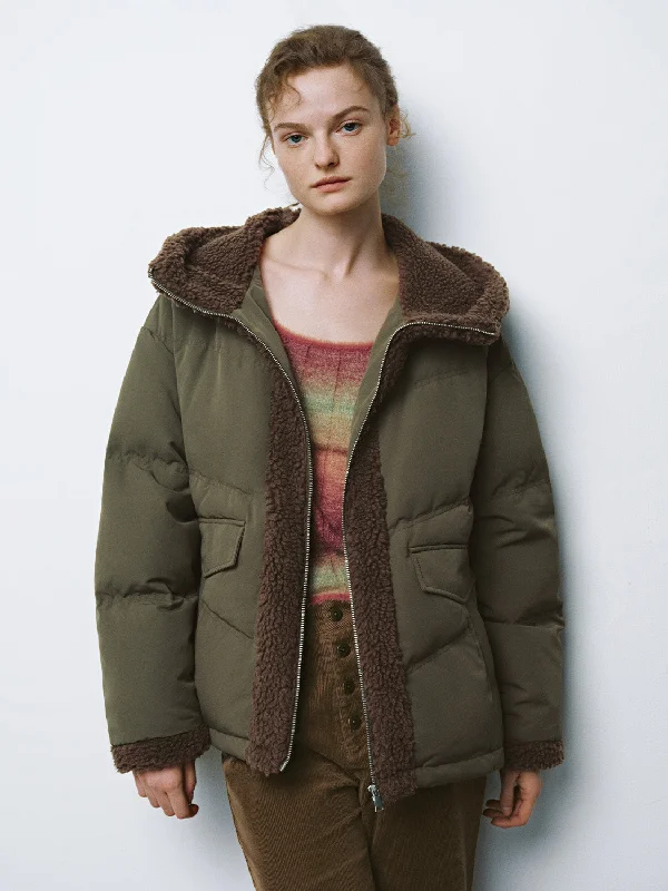 Simple research Quilted Down Puffer Shearling Jackets