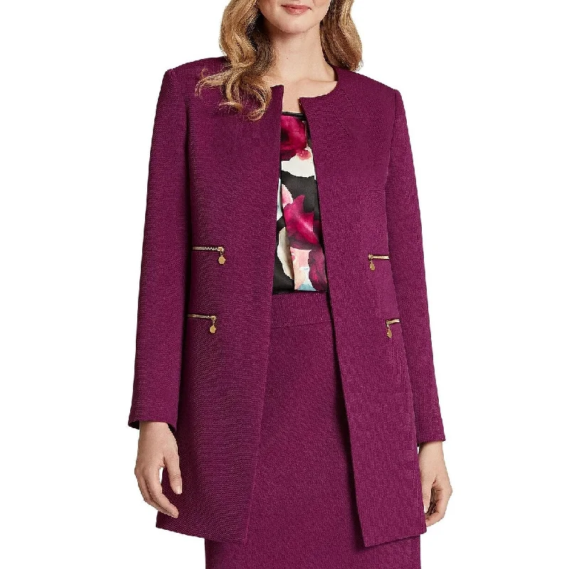 Effortless Comfort Tahari ASL Women's Zip-Pocket Topper Jacket Purple Size 14